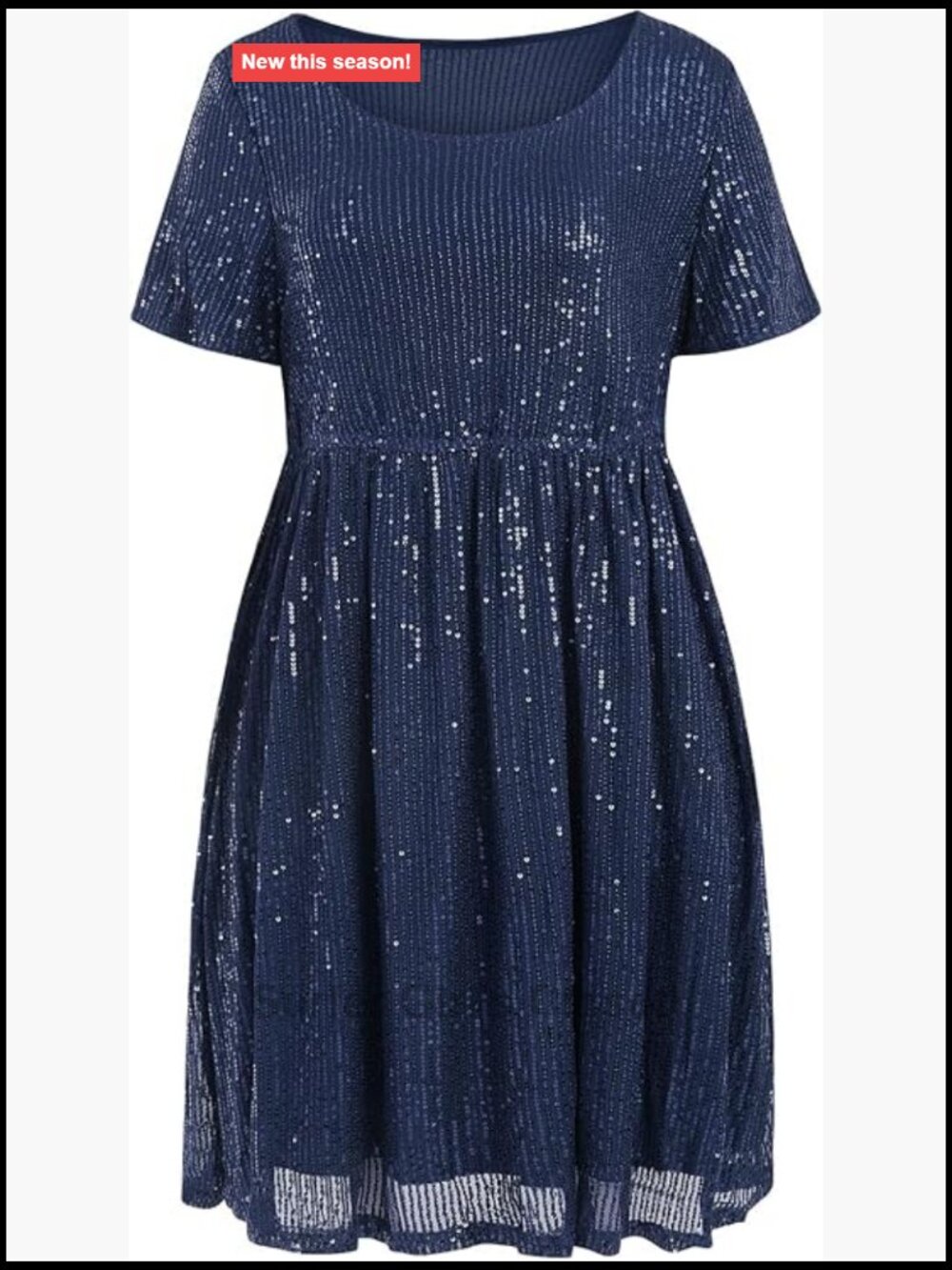 Womens Sequin Plus Size Mini Dress Scoop Neck Short Sleeve Cocktail Party